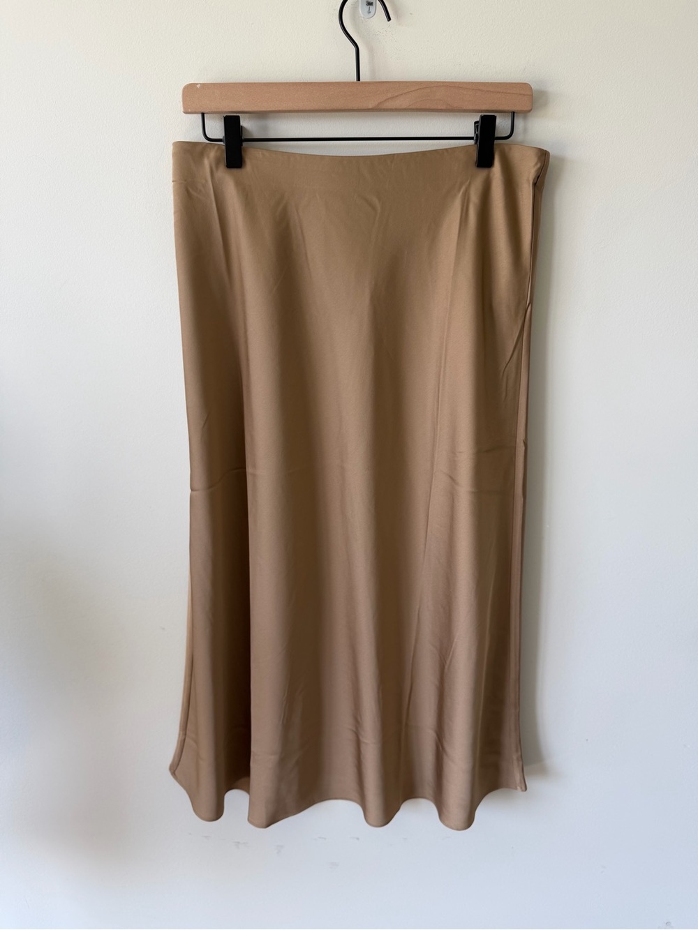 NWT J. Crew Camel Satin-Feel Midi Slip Skirt Pull On in Camel